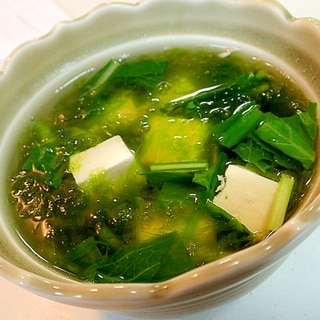 小松菜と天然あおさとお豆腐の汁物